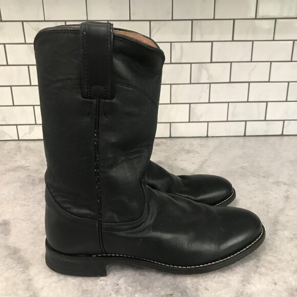 Justin Boots Mens Size 7 D Blue Roper Round Toe Leather Sole Western 3133 - Picture 1 of 10